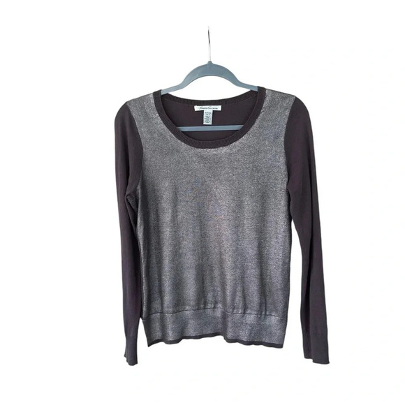 Kenneth Cole Sweater Long Sleeve Metallic Cotton Lightweight Casual Gray Size S - Picture 1 of 9
